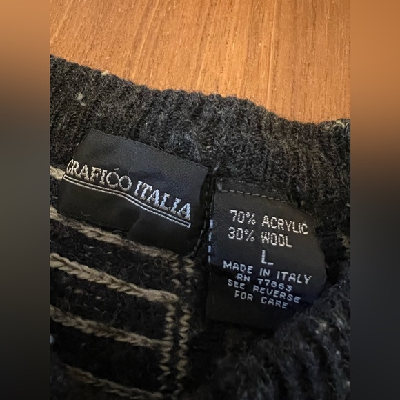 Vintage Grafico Italia Men's Textured Abstract Sweater Large Italy - Picture 4 of 8